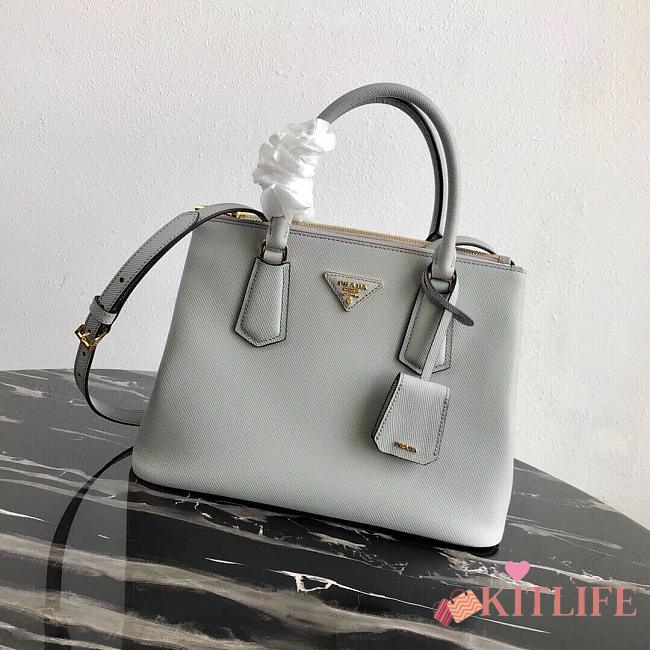 Kitlife Prada Medium Galleria Saffiano grey leather bag - 1BA232 - 31×22.5×13.5cm - 1