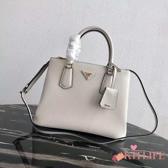 Kitlife Prada Medium Galleria Saffiano white leather bag - 1BA232 - 31×22.5×13.5cm - 1