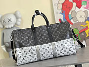 Kitlife Keepall 50 Bandoulière Black & Silver Monogram Eclipse Coated Canvas & Black Calfskin Leather Split - M43412 - 50 x 29 x 23 cm-  - 4