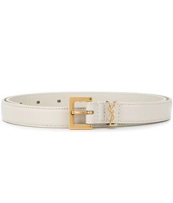 Kitlife YSL Monogram square-buckle narrow belt white