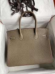 Kitlife Hermes Birkin Togo Leather Etoupe Grey Silver Hardware - 25x20x13 cm - 5