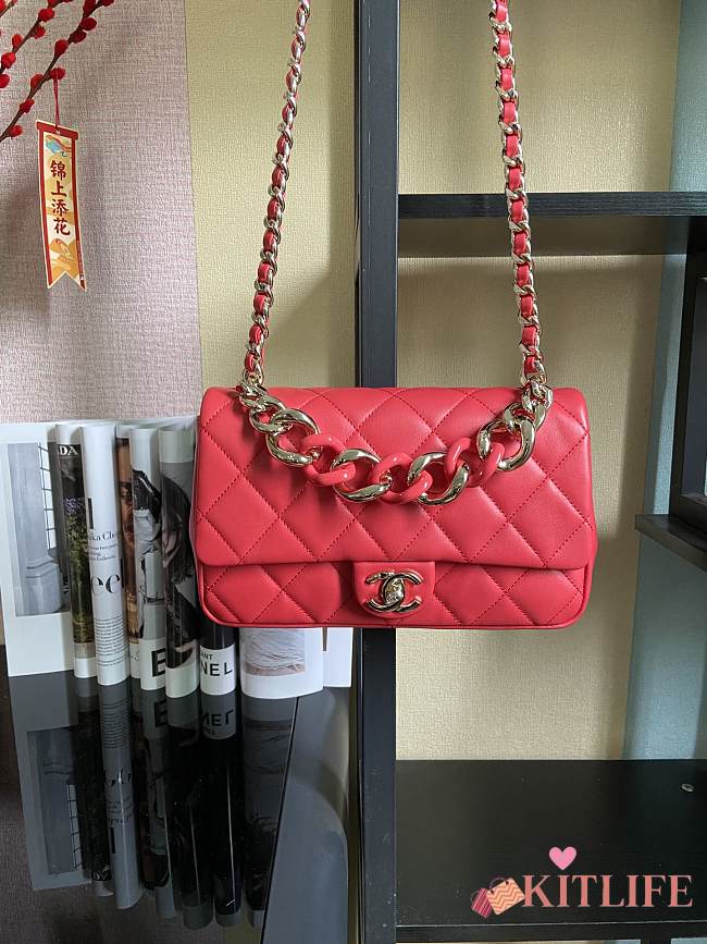 Kitlife Chanel Cruise Red Flap Bag - AS1354 - 16*24*6cm - 1