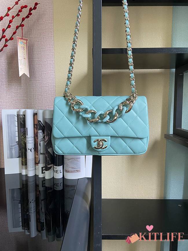 Kitlife Chanel Cruise Light Blue Flap Bag - AS1354 - 16*24*6cm - 1