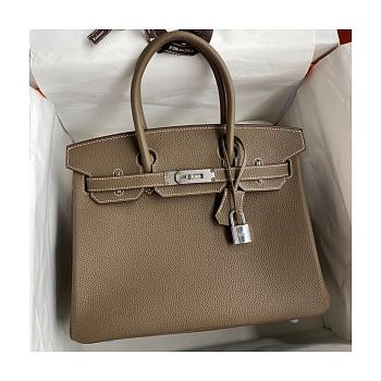 Kitlife Hermes Birkin Togo Leather Etoupe Grey Silver Hardware - 25x20x13 cm