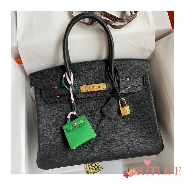 Kitlife Hermes Birkin Togo Leather Black Gold Hardware - 25x20x13 cm - 1