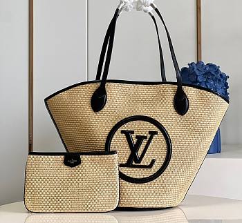 Kitlife Louis Vuitton SAINT JACQUES Black raffia beach bag - M59963 - 57x34x18cm