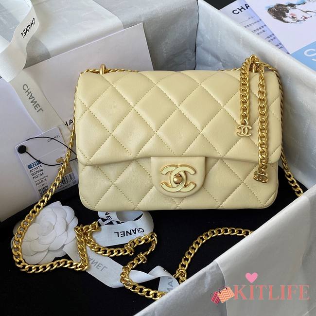 Kitlife Chanel Flap Light Yellow Bag - AS3114 - 21×14.5×5cm - 1