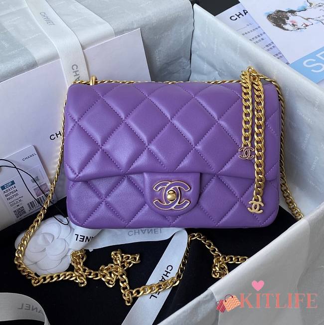 Kitlife Chanel Flap Purple Bag - AS3114 - 21×14.5×5cm - 1