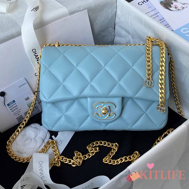 Kitlife Chanel Flap Light Blue Bag - AS3114 - 21×14.5×5cm - 1