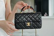 Kitlife Chanel CF Handle Lambskin Black Flap Bag 14K Hardware - 13x20x9cm - 1