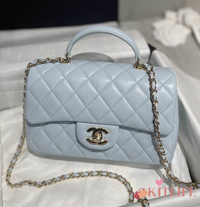 Kitlife Chanel CF Handle Light Blue Flap Bag - 13x20x9cm - 1