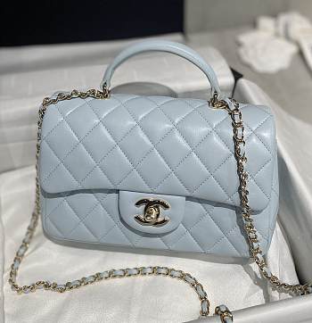 Kitlife Chanel CF Handle Light Blue Flap Bag - 13x20x9cm