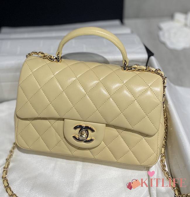 Kitlife Chanel CF Handle Light Yellow Flap Bag - 13x20x9cm - 1