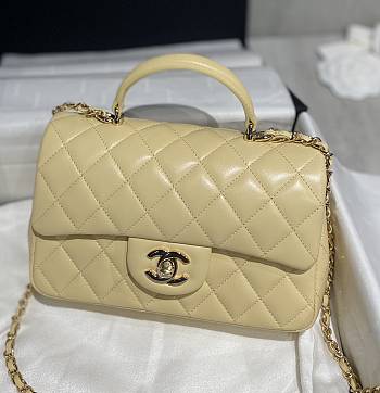 Kitlife Chanel CF Handle Light Yellow Flap Bag - 13x20x9cm