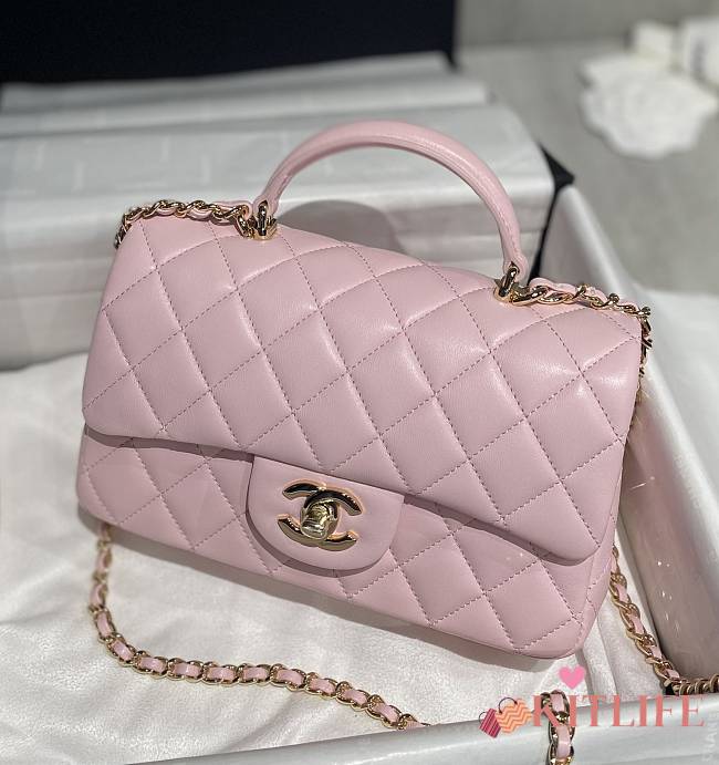 Kitlife Chanel CF Handle Light Pink Flap Bag - 13x20x9cm - 1