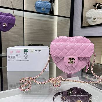 Kitlife Chanel Heart Bag Lambskin&Gold Tone Metal In Pink - AS3191 - 16x18x6cm