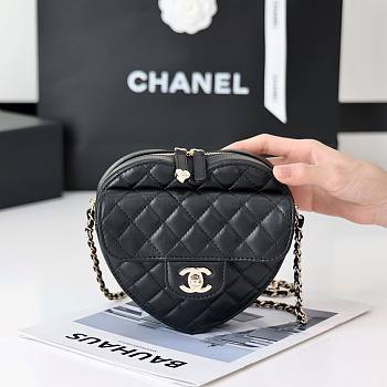 Kitlife Chanel Heart Bag Lambskin&Gold Tone Metal In Black - AS3191 - 16x18x6cm