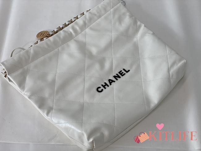 Kitlife Chanel 22 Large White Handbag Black Logo - 39x42x8cm 