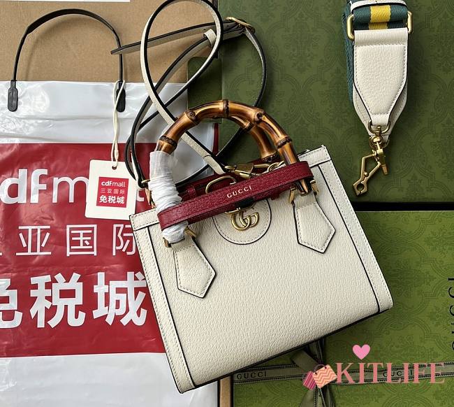 Kitlife Gucci Diana mini tote bag white leather - ‎702732 - 20x16x10cm - 1