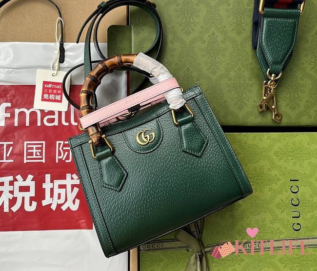 Kitlife Gucci Diana mini tote bag green leather - ‎702732 - 20x16x10cm - 1