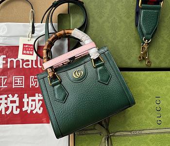 Kitlife Gucci Diana mini tote bag green leather - ‎702732 - 20x16x10cm