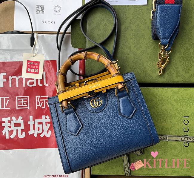 Kitlife Gucci Diana mini tote bag blue leather - ‎702732 - 20x16x10cm - 1