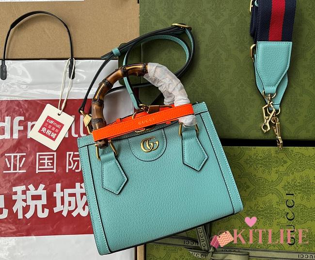 Kitlife Gucci Diana mini tote bag light blue leather - ‎702732 - 20x16x10cm - 1