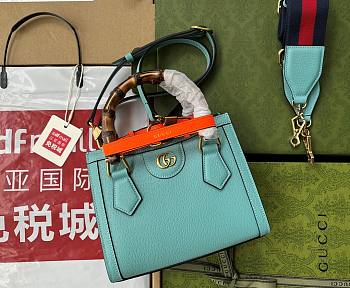 Kitlife Gucci Diana mini tote bag light blue leather - ‎702732 - 20x16x10cm