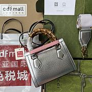 Kitlife Gucci Diana mini tote bag silver leather - ‎702732 - 20x16x10cm - 2