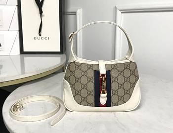 Kitlife Gucci Jackie 1961 small shoulder bag White and ebony GG Supreme canvas - 636706 - 19x13x3cm