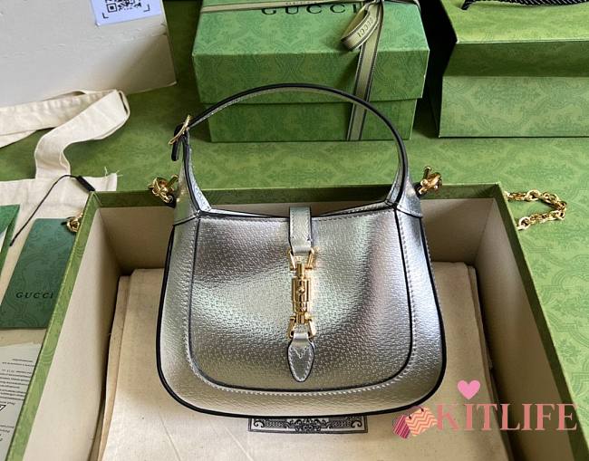 Kitlife Gucci Jackie 1961 lamé mini silver bag - 20x13x3cm - 1