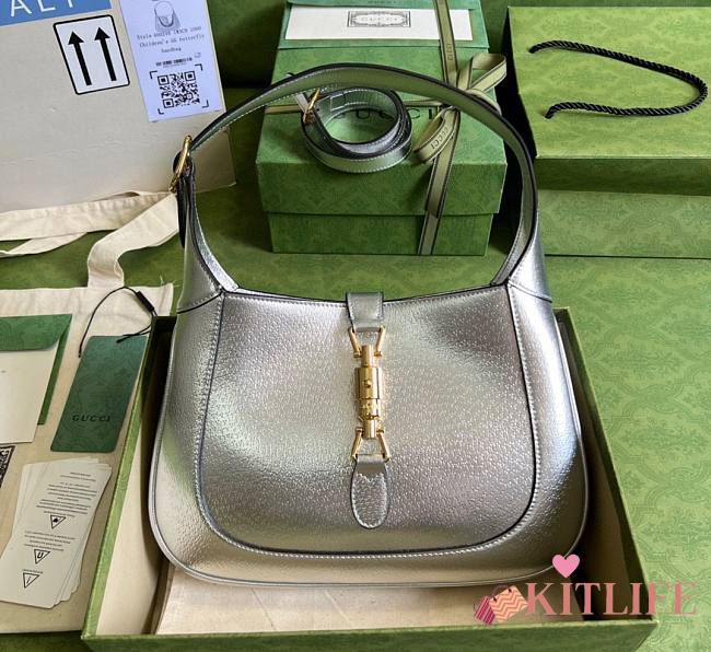 Kitlife Gucci Jackie 1961 lamé mini silver bag - 28x19x4cm - 1