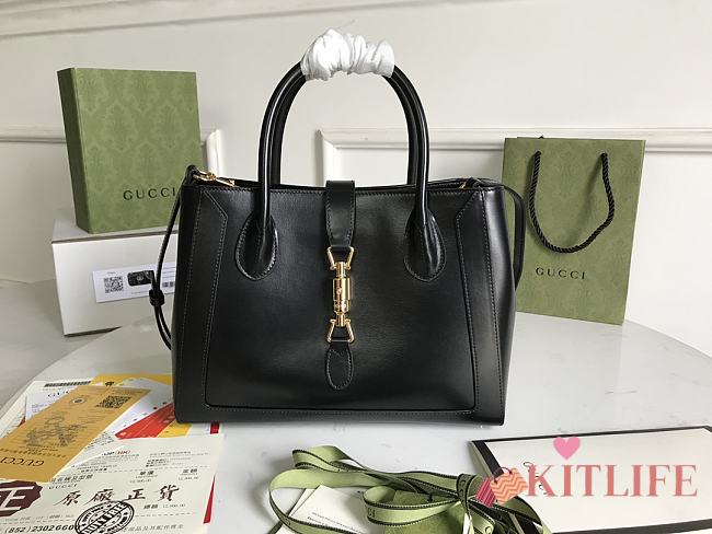 Kitlife Gucci Jackie 1961 Medium Tote Black Bag - 649016 - 30×24×12 - 1