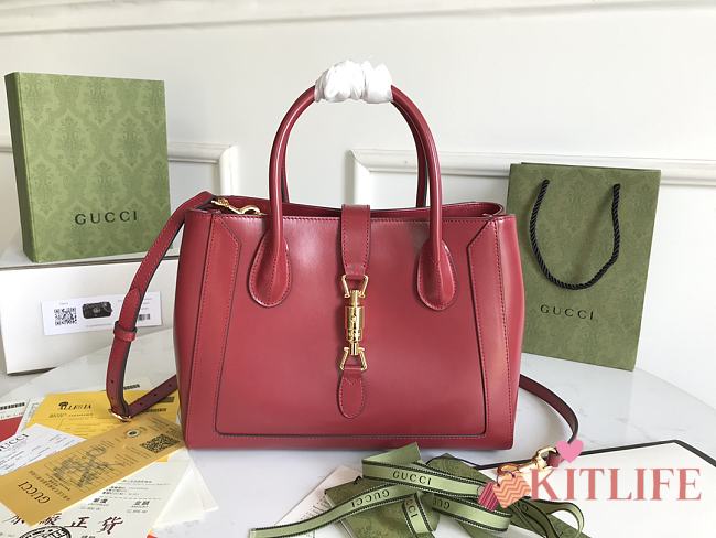 Kitlife Gucci Jackie 1961 Medium Tote Red Bag - 649016 - 30×24×12 - 1