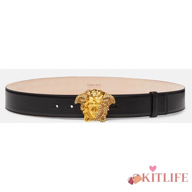 Kitlife Versace LA MEDUSA CRYSTAL BLACK BELT  - 1