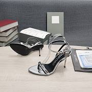 Kitlife Tom Ford metallic patent leather padlock silver heels 10.5cm - 6
