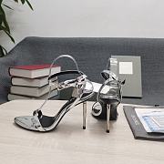 Kitlife Tom Ford metallic patent leather padlock silver heels 10.5cm - 2