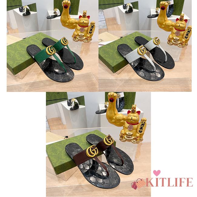 Kitlife Gucci Double G leather thong sandals - 3 styles  - 1