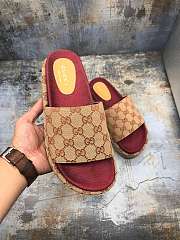 Kitlife Gucci Women's Original GG slide sandal - Beige/brick red Original GG canvas - 2