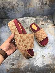 Kitlife Gucci Women's Original GG slide sandal - Beige/brick red Original GG canvas - 6