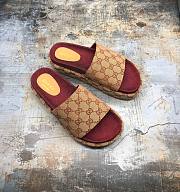 Kitlife Gucci Women's Original GG slide sandal - Beige/brick red Original GG canvas - 1