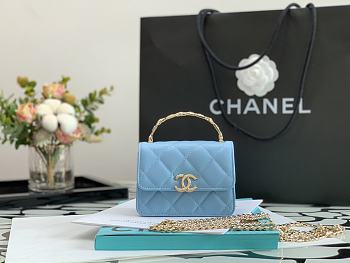 Kitlife Chanel Small Flap Bag Double C Blue - 13*9.5*6*cm