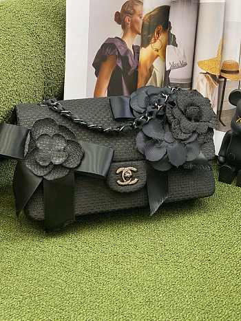 Kitlife Chanel Flap Bag Black Flower - 25x7x16 cm