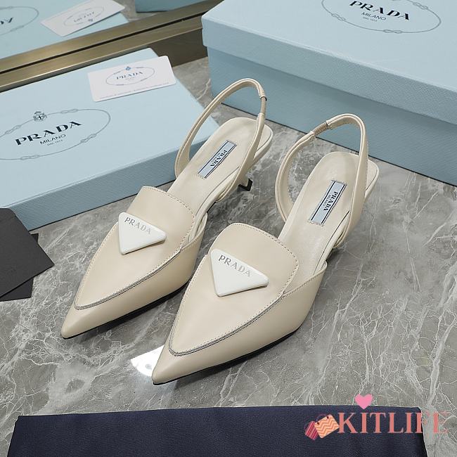 Kitlife Prada Brushed leather slingback pumps cream  - 1