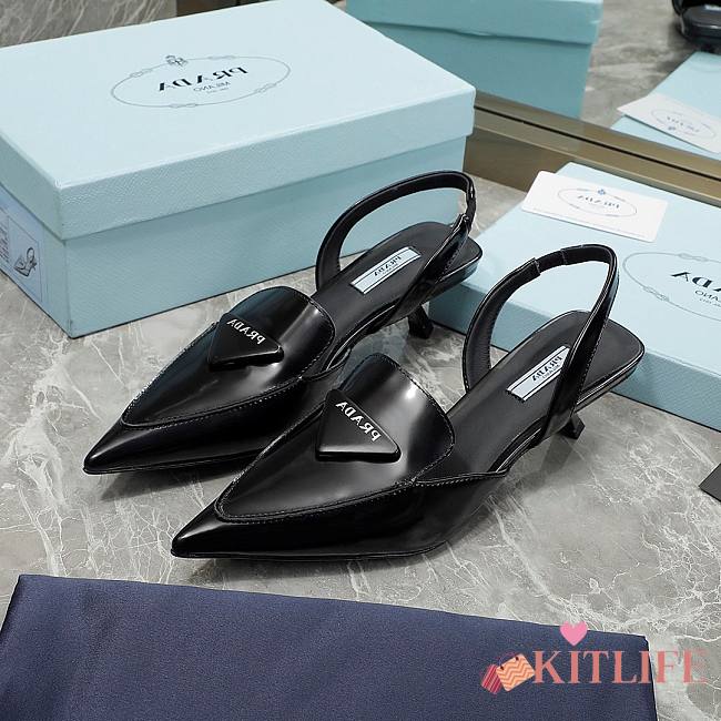Kitlife Prada Brushed leather slingback pumps black - 1