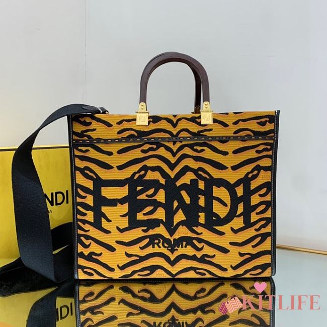 Kitlife Fendi Sunshine Medium Tiger motif in black and dark yellow - 35x31x17cm - 1