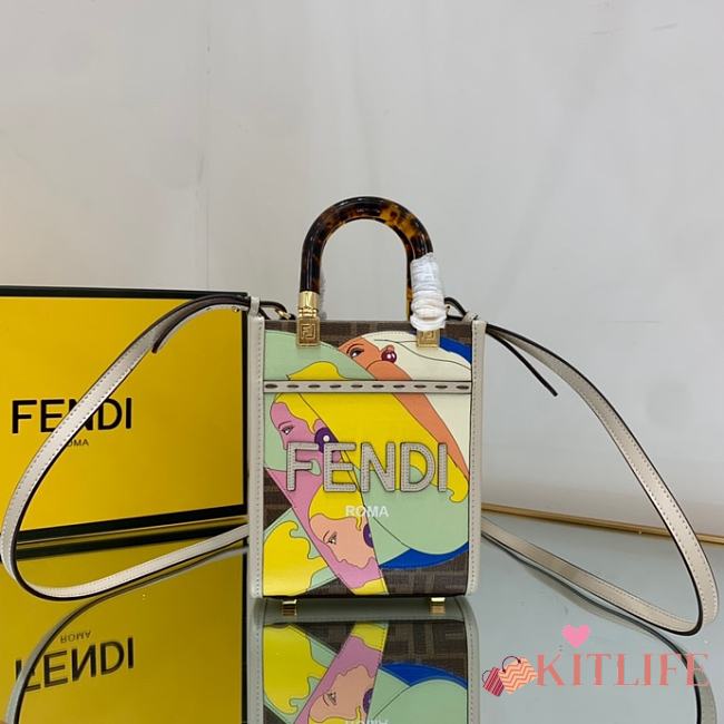 Kitlife Fendi Mini Sunshine Shopper Multicolor FF printed fabric mini bag - 13*6.5*18cm - 1