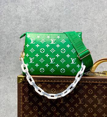 Kitlife Louis Vuitton Coussin PM Green Monogram-embossed puffy lambskin 