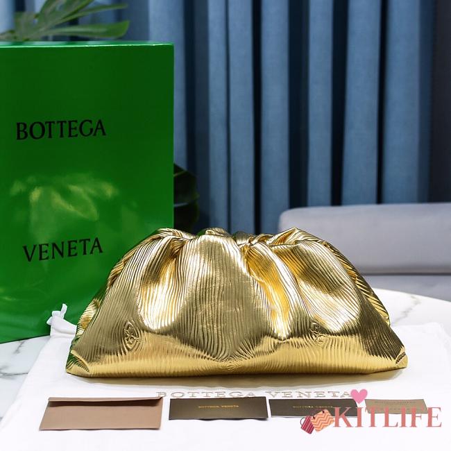 Kitlife Bottega Veneta Metallised leather clutch gold pouch - 38x18x18cm - 1