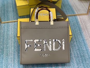 Kitlife Fendi Sunshine Medium Grey leather and elaphe shopper - 35x31x17 cm